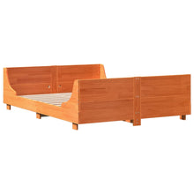 Bedframe met hoofdbord massief grenenhout wasbruin 120x200 cm