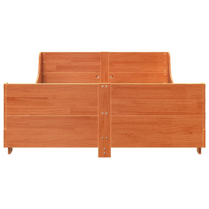 Bedframe met hoofdbord massief grenenhout wasbruin 120x200 cm