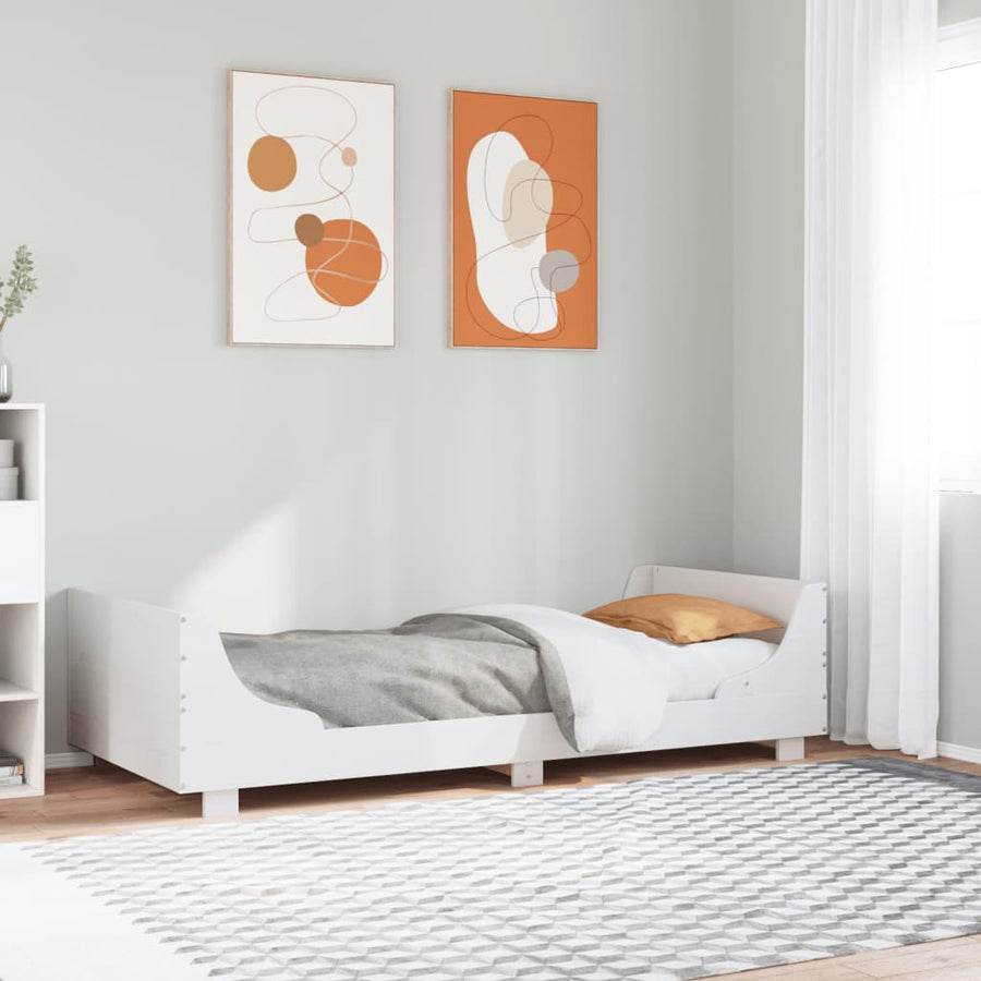 Bedframe met hoofdeinde 100x200 cm massief grenenhout wit