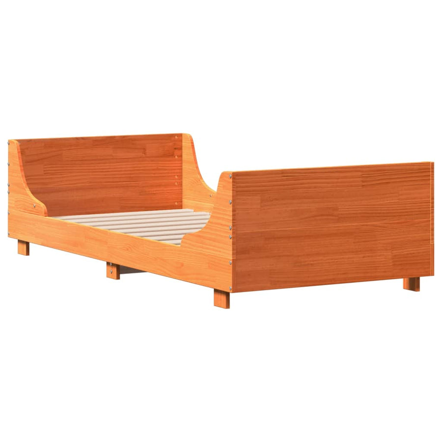 Bedframe zonder matras massief grenenhout wasbruin 100x200 cm