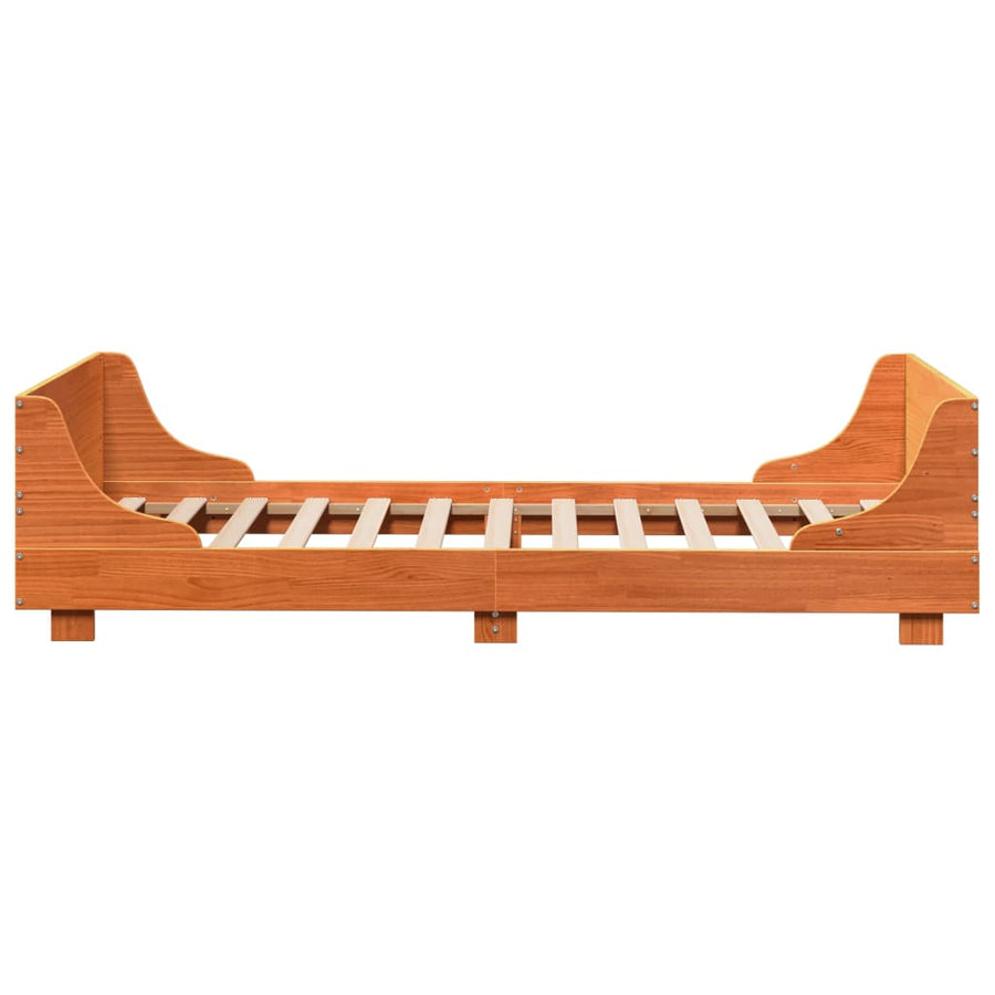 Bedframe zonder matras massief grenenhout wasbruin 100x200 cm