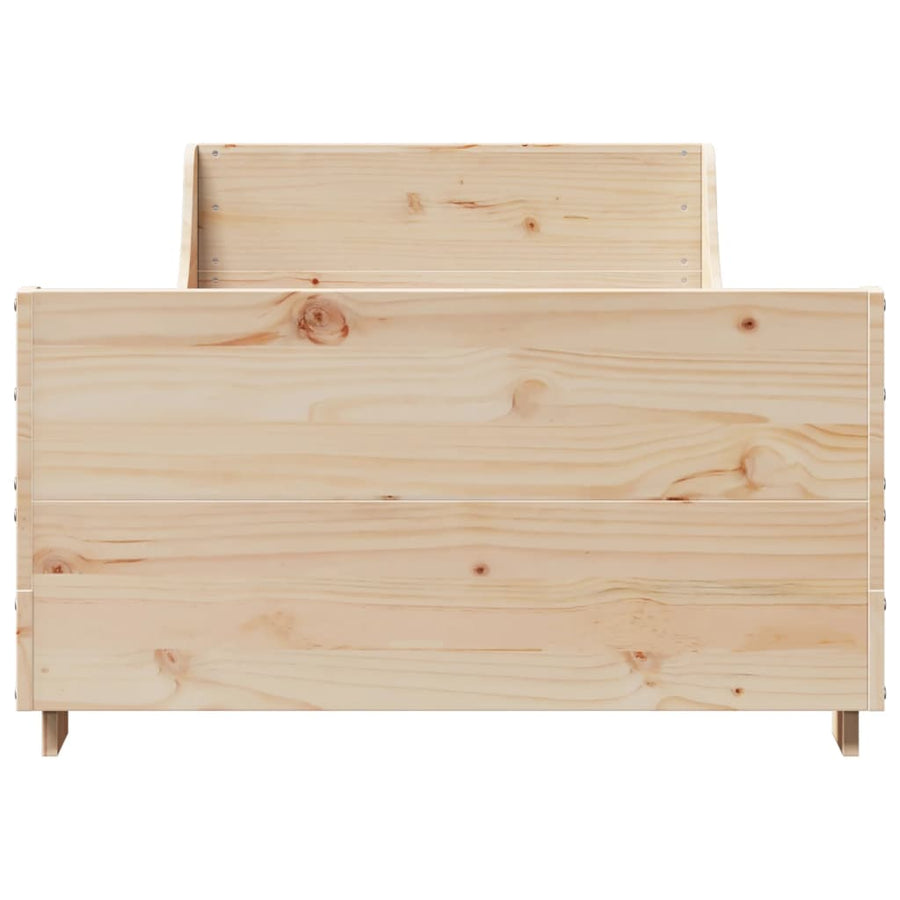 Bedframe met hoofdbord massief grenenhout 90x200 cm