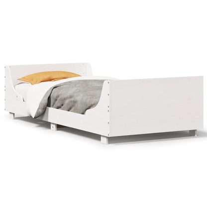 Bedframe zonder matras massief grenenhout wit 90x200 cm