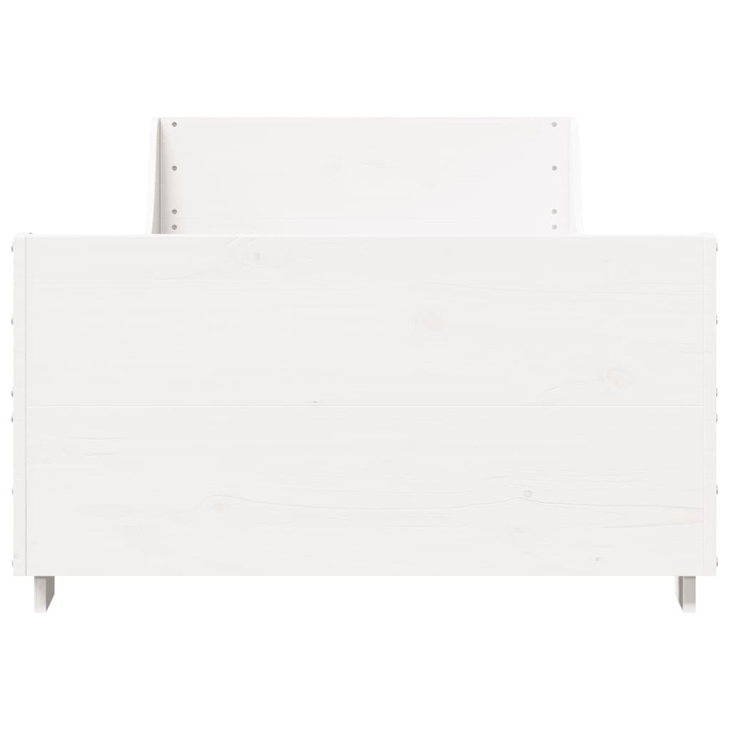 Bedframe zonder matras massief grenenhout wit 90x200 cm
