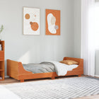 Pine Wood Bed Frame without Mattress Wash Brown 90x200 cm