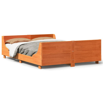 Bedframe zonder matras massief grenenhout wasbruin 120x190 cm