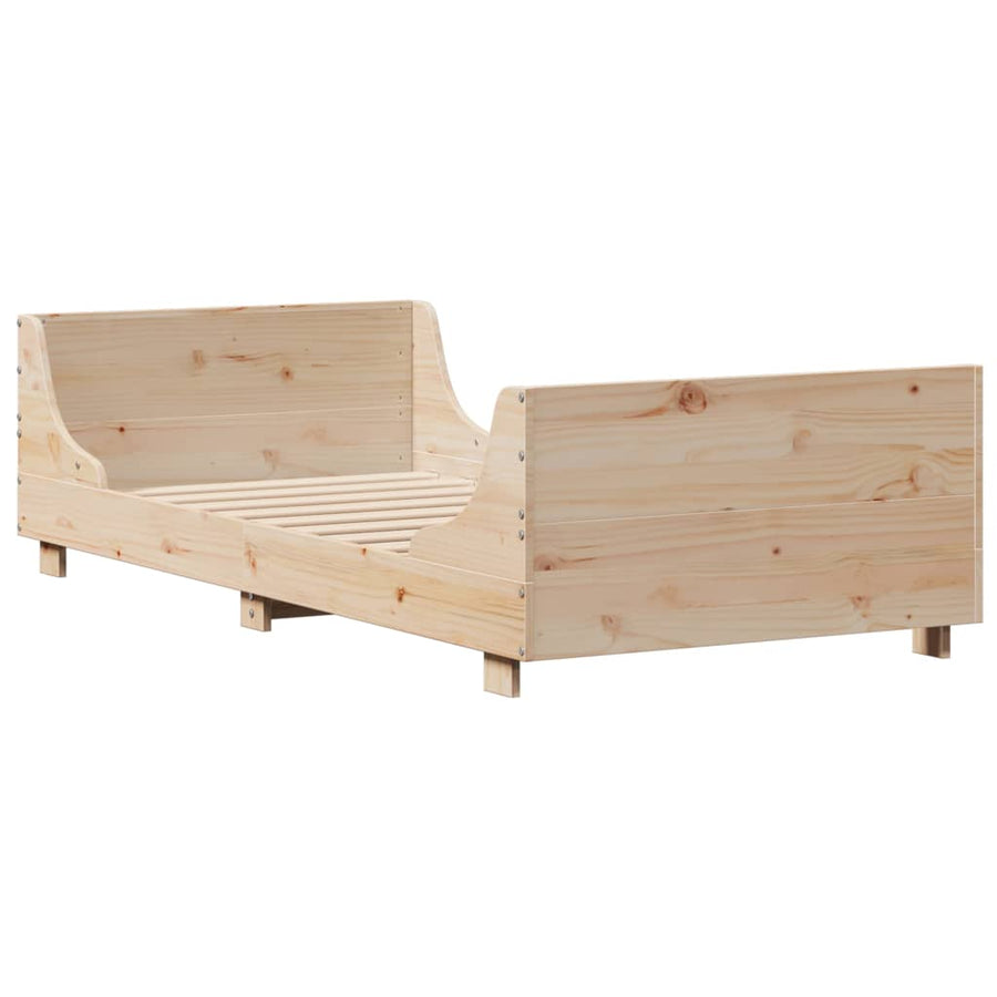Bedframe met hoofdbord massief grenenhout 75x190 cm
