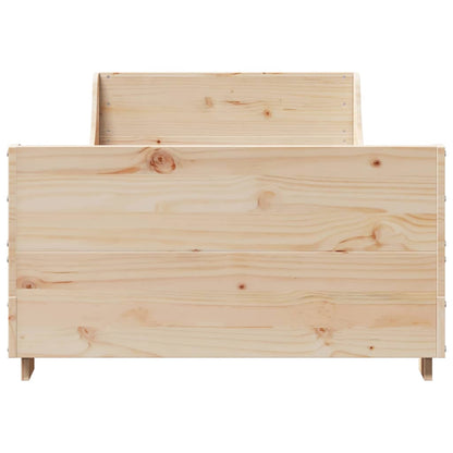 Bedframe met hoofdbord massief grenenhout 75x190 cm