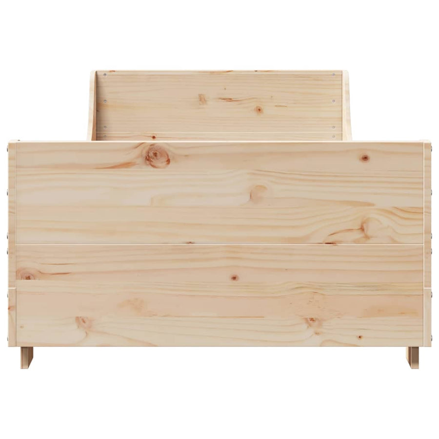Bedframe met hoofdbord massief grenenhout 75x190 cm