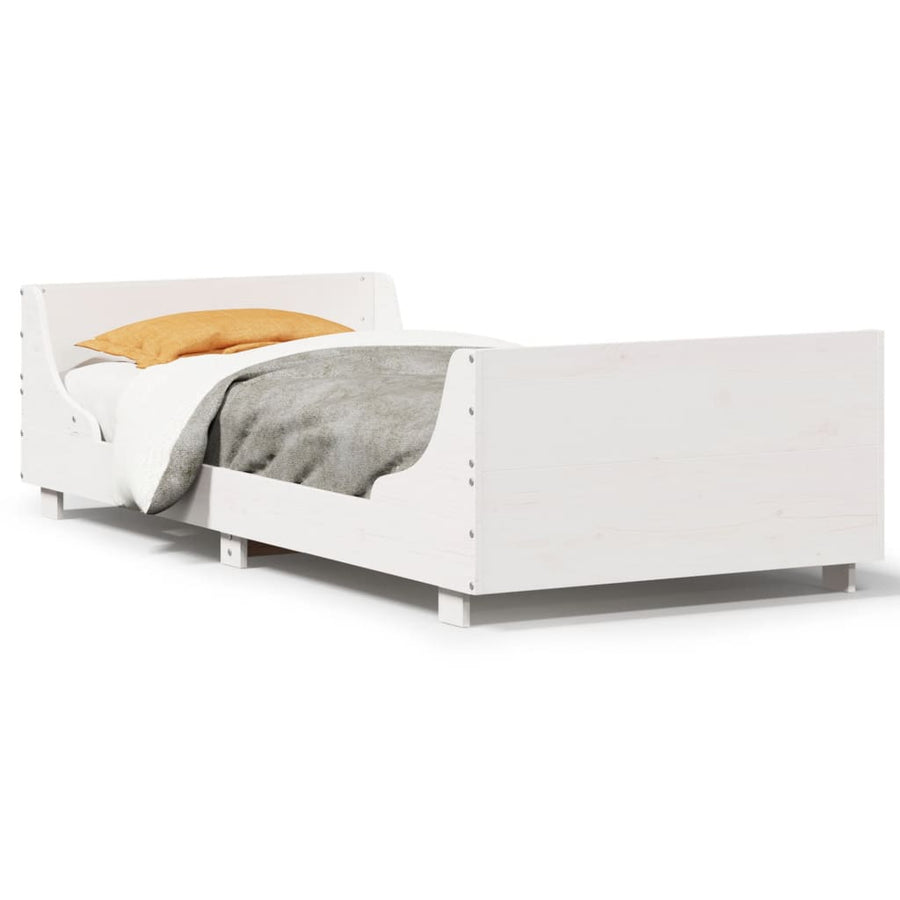 Bedframe zonder matras massief grenenhout wit 75x190 cm
