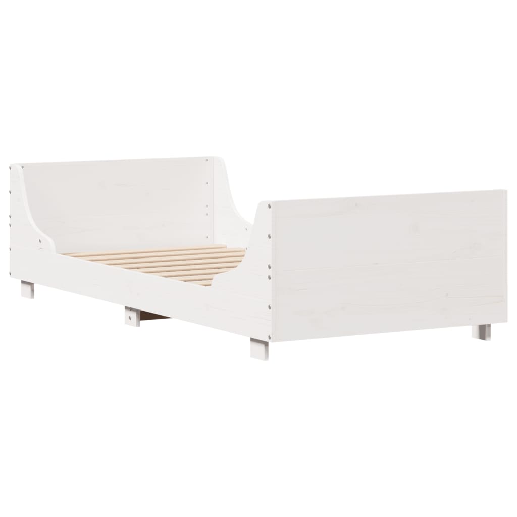 Bedframe zonder matras massief grenenhout wit 75x190 cm