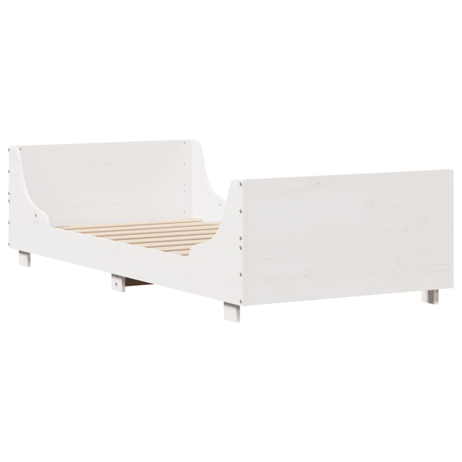 Bedframe zonder matras massief grenenhout wit 75x190 cm