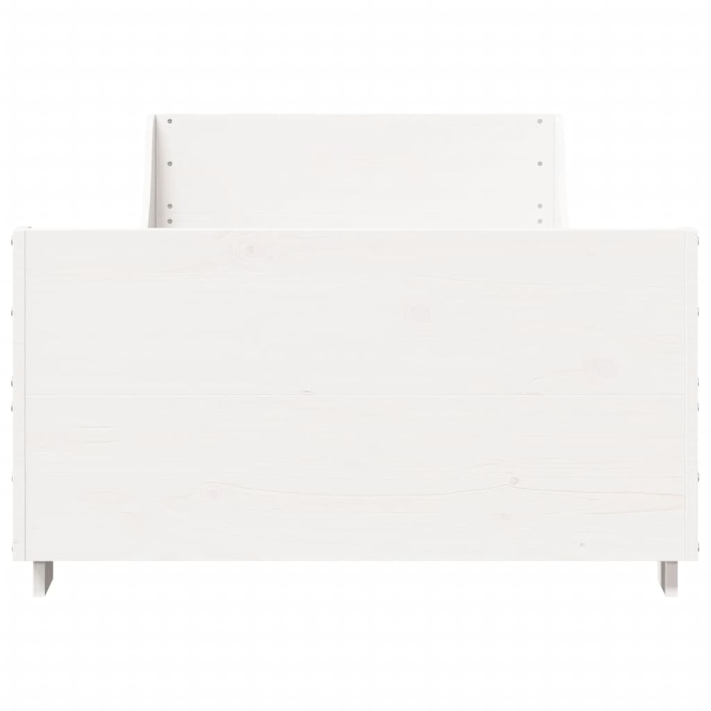 Bedframe zonder matras massief grenenhout wit 75x190 cm