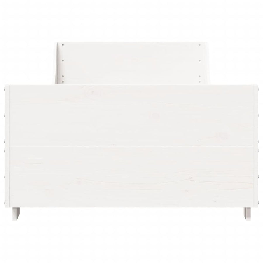 Bedframe zonder matras massief grenenhout wit 75x190 cm