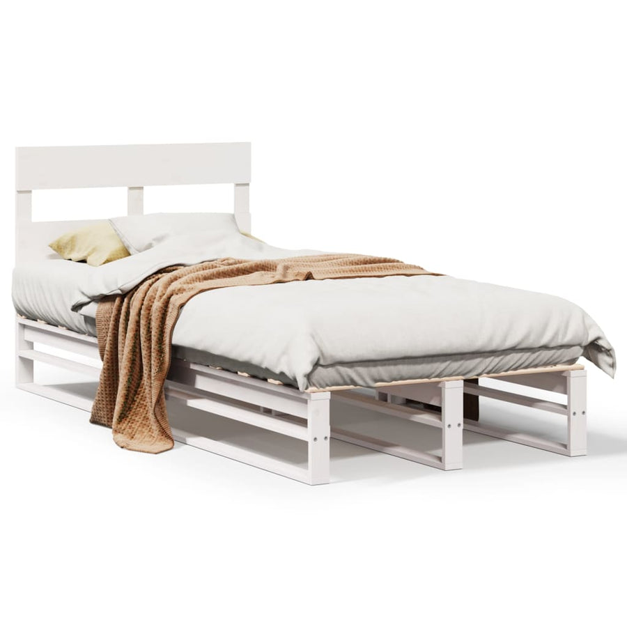 Bedframe zonder matras massief grenenhout wit 90x200 cm