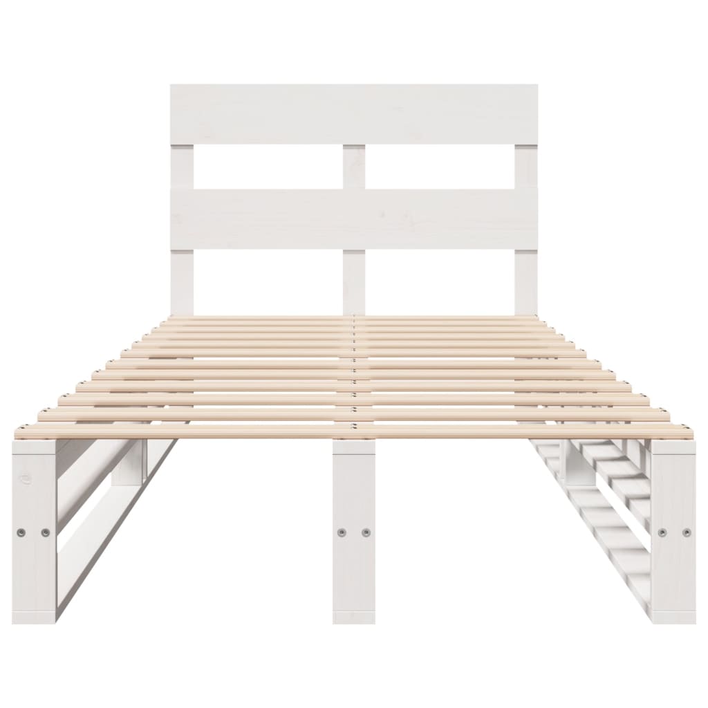 Bedframe zonder matras massief grenenhout wit 90x200 cm