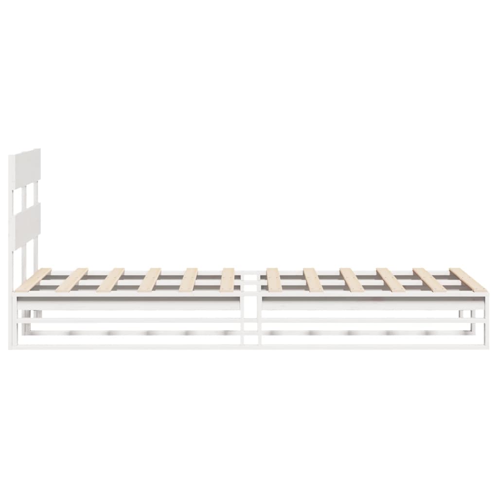 Bedframe zonder matras massief grenenhout wit 90x200 cm