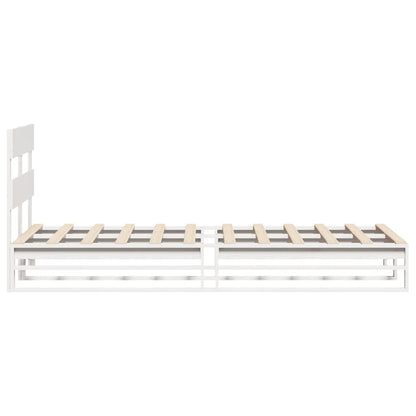 Bedframe zonder matras massief grenenhout wit 90x200 cm