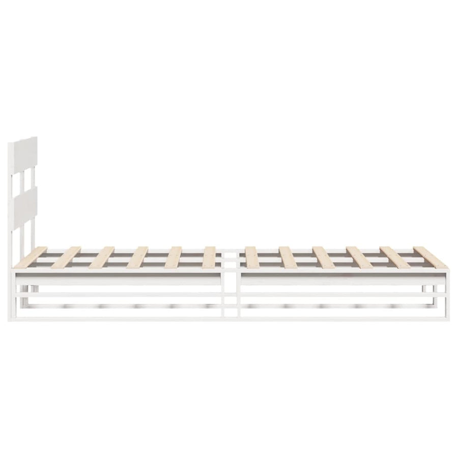 Bedframe zonder matras massief grenenhout wit 90x200 cm