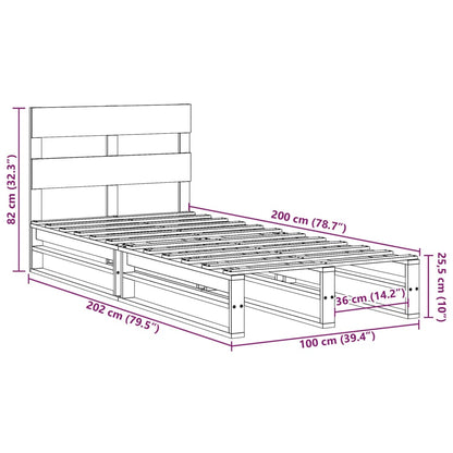 Bedframe zonder matras massief grenenhout 100x200 cm