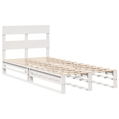 Bedframe zonder matras massief grenenhout wit 140x200 cm