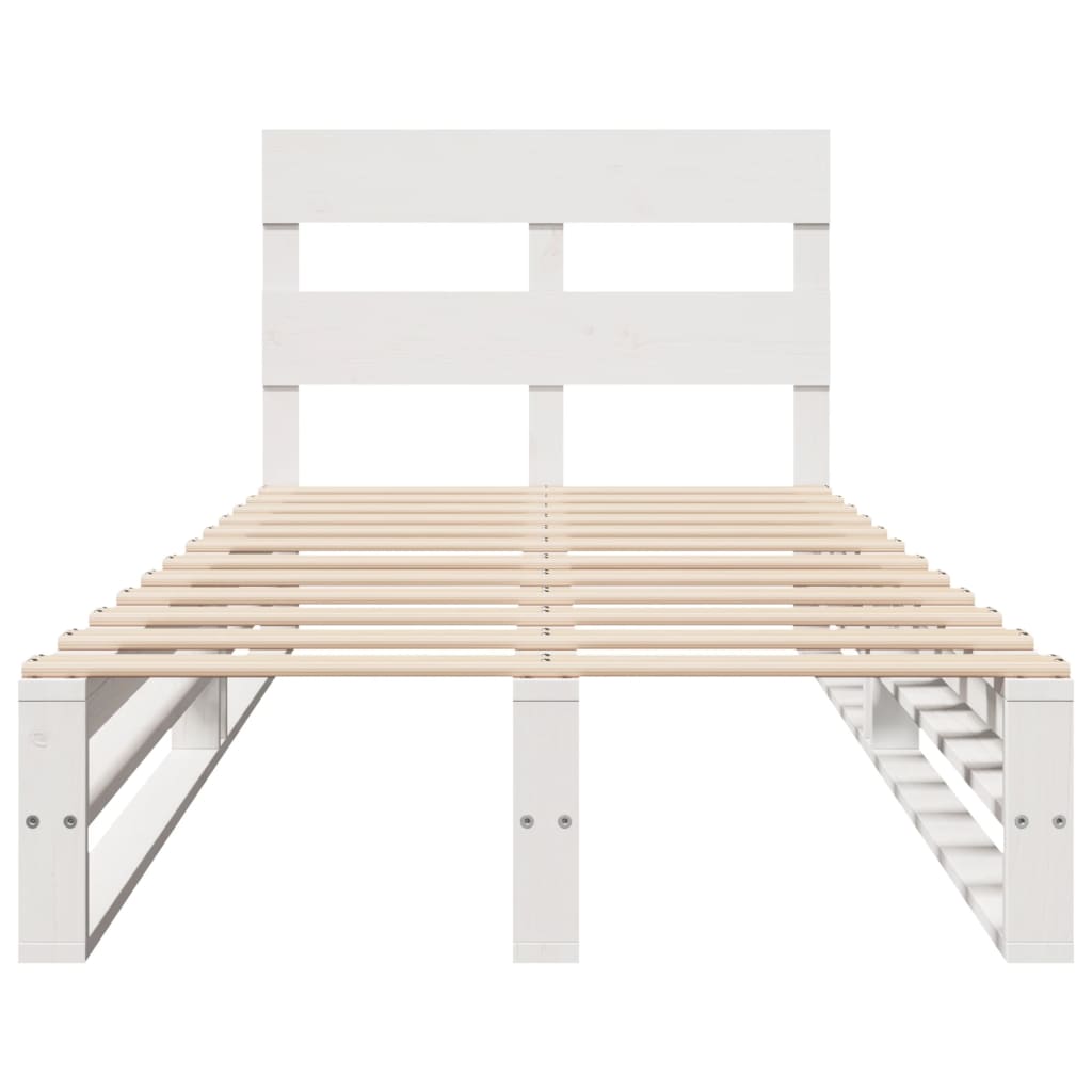 Bedframe zonder matras massief grenenhout wit 140x200 cm