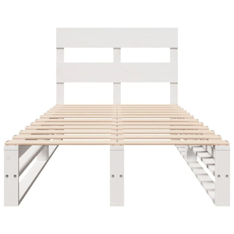 Bedframe zonder matras massief grenenhout wit 140x200 cm