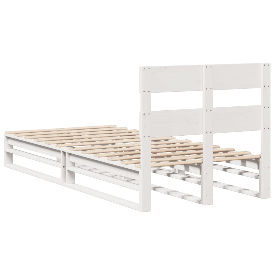 Bedframe zonder matras massief grenenhout wit 140x200 cm
