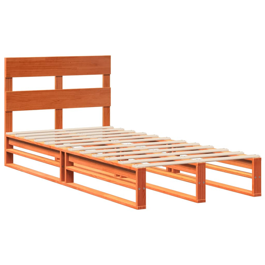 Bedframe zonder matras massief grenenhout wasbruin 100x200 cm
