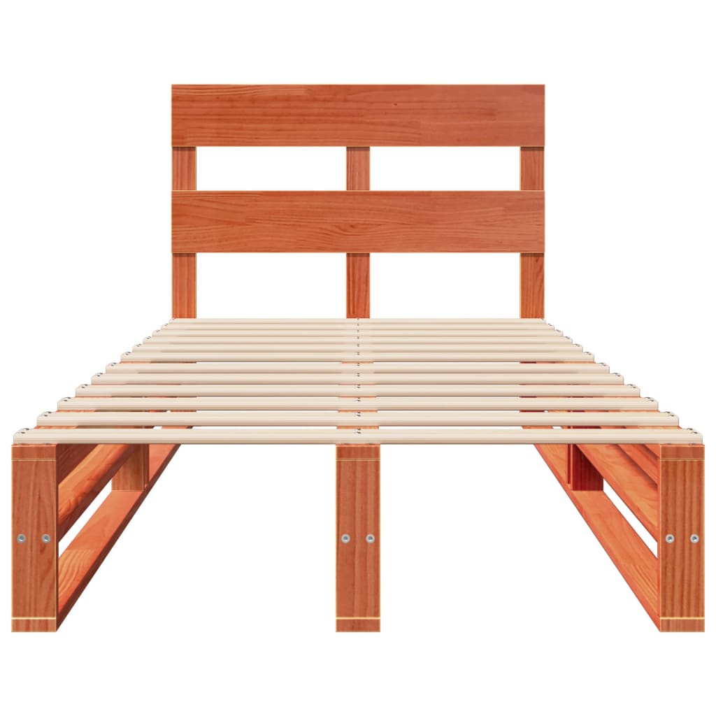 Bedframe zonder matras massief grenenhout wasbruin 100x200 cm