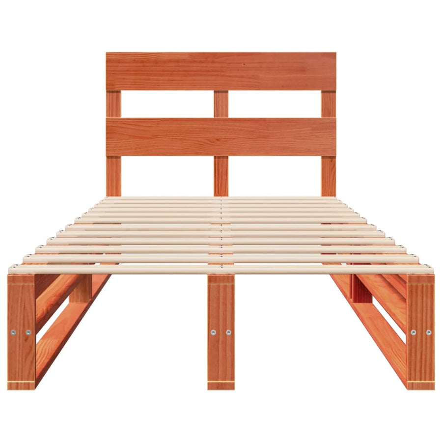 Bedframe zonder matras massief grenenhout wasbruin 100x200 cm