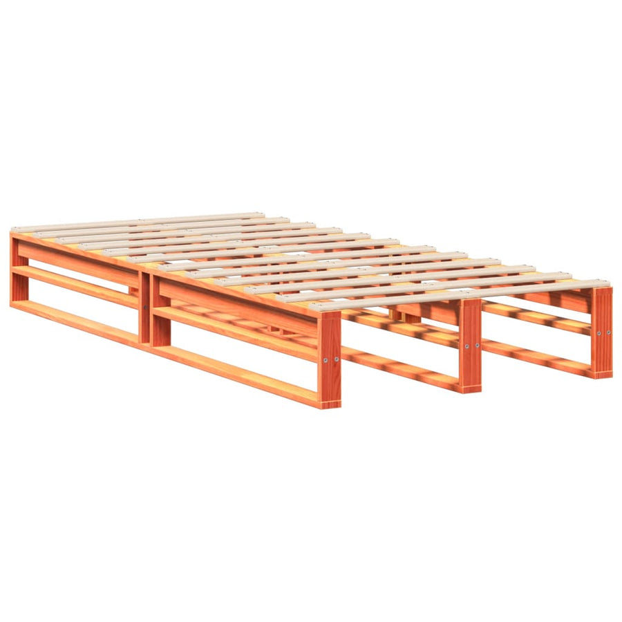 Bedframe zonder matras massief grenenhout wasbruin 100x200 cm