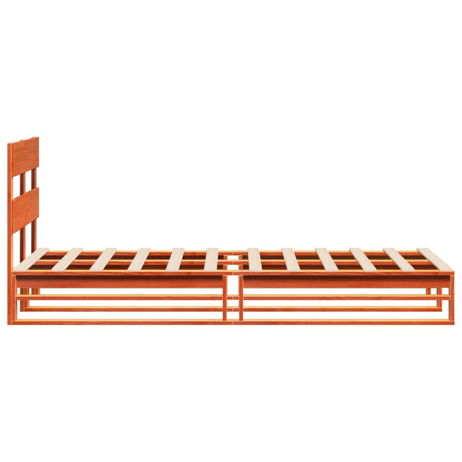 Bedframe zonder matras massief grenenhout wasbruin 100x200 cm