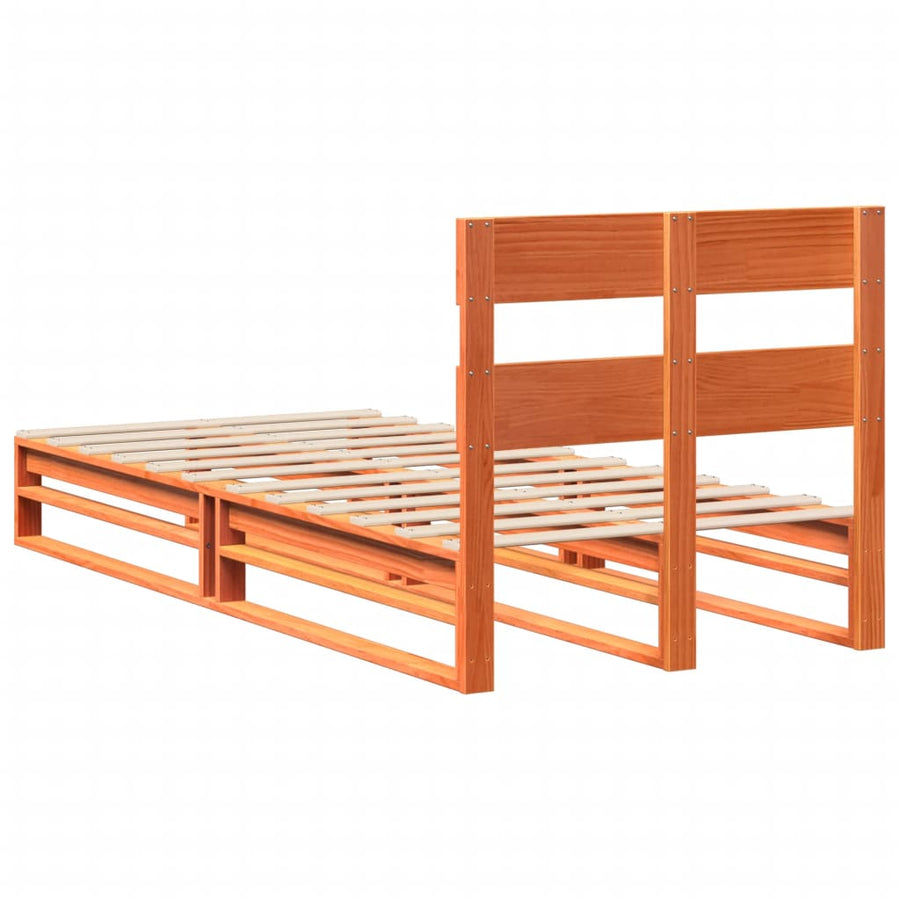 Bedframe zonder matras massief grenenhout wasbruin 100x200 cm