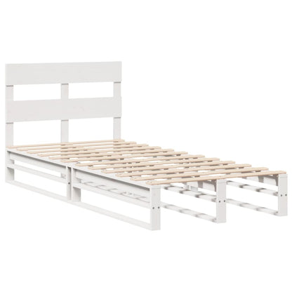 Bedframe zonder matras massief grenenhout wit 75x190 cm