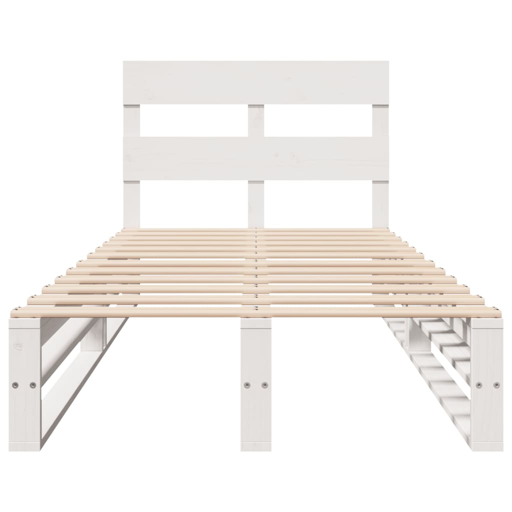 Bedframe zonder matras massief grenenhout wit 75x190 cm
