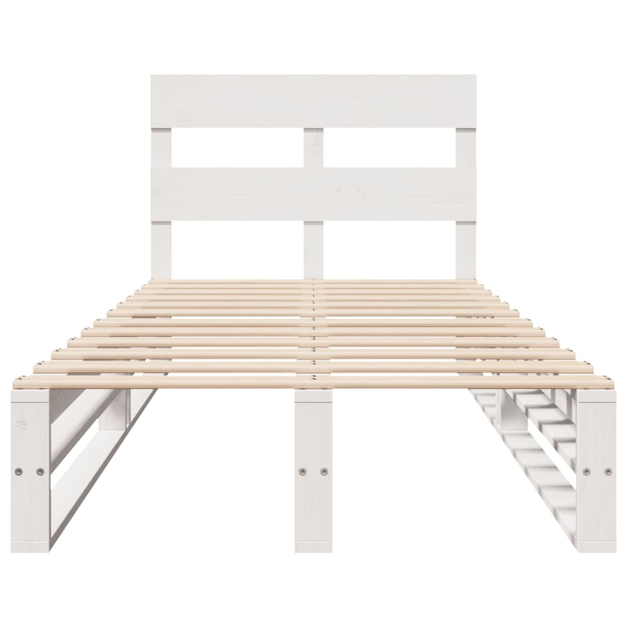 Bedframe zonder matras massief grenenhout wit 75x190 cm