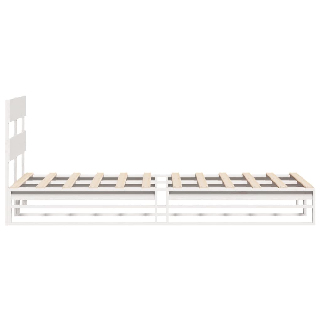 Bedframe zonder matras massief grenenhout wit 75x190 cm