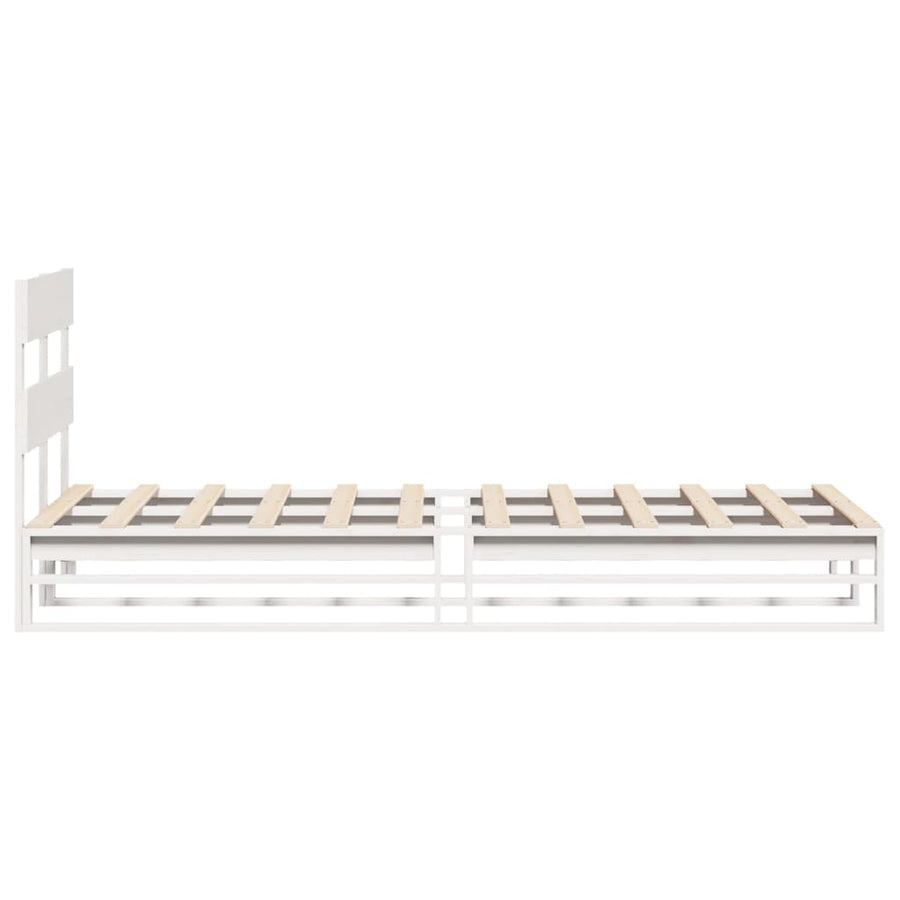Bedframe zonder matras massief grenenhout wit 75x190 cm