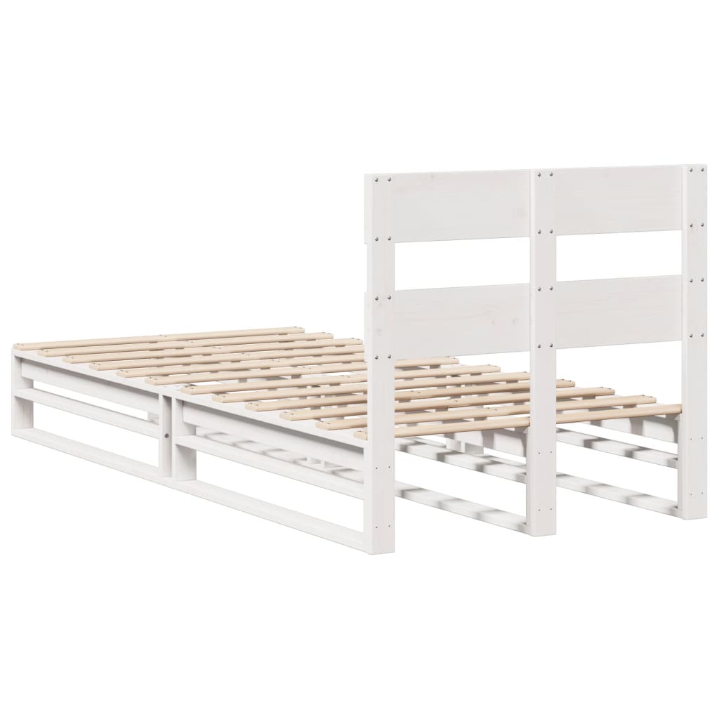 Bedframe zonder matras massief grenenhout wit 75x190 cm
