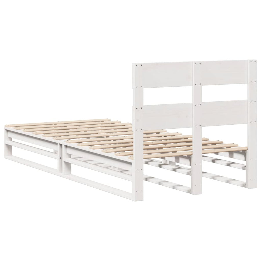 Bedframe zonder matras massief grenenhout wit 75x190 cm