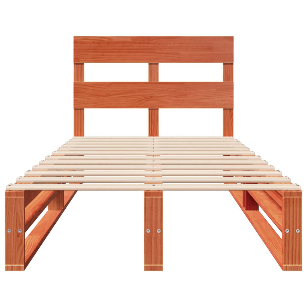 Bedframe zonder matras massief grenenhout wasbruin 75x190 cm