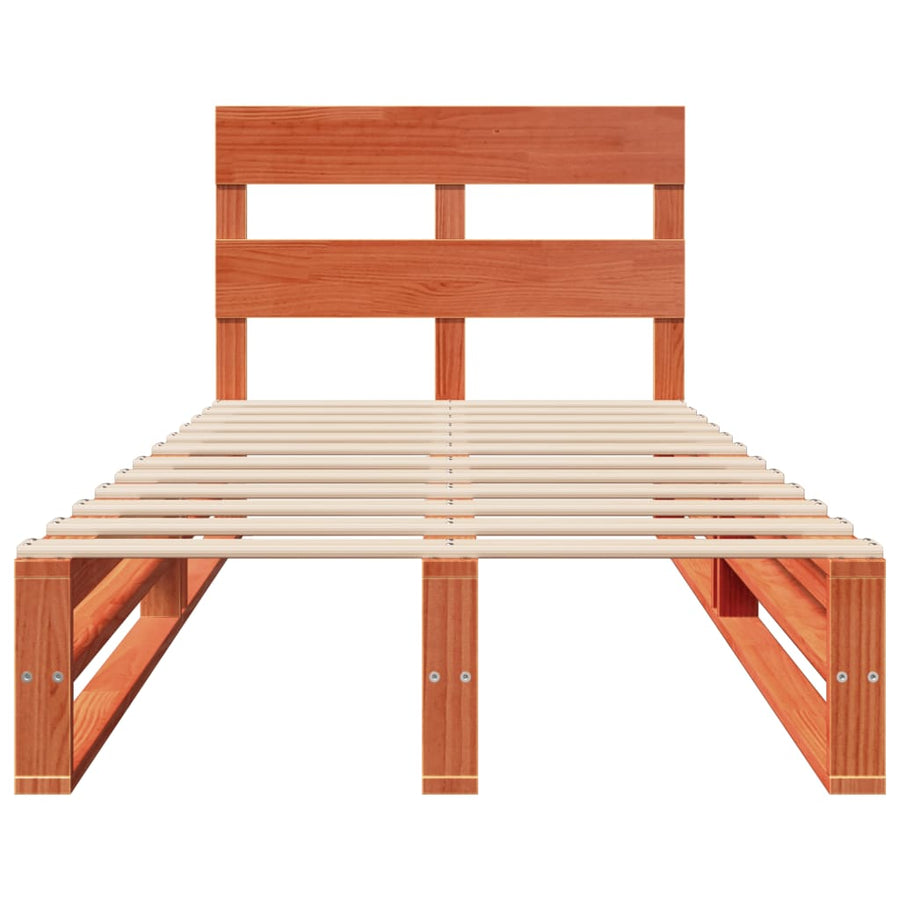Bedframe zonder matras massief grenenhout wasbruin 75x190 cm