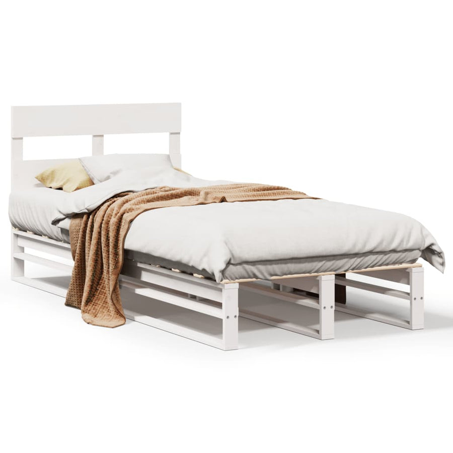 Bedframe zonder matras massief grenenhout wit 90x190 cm