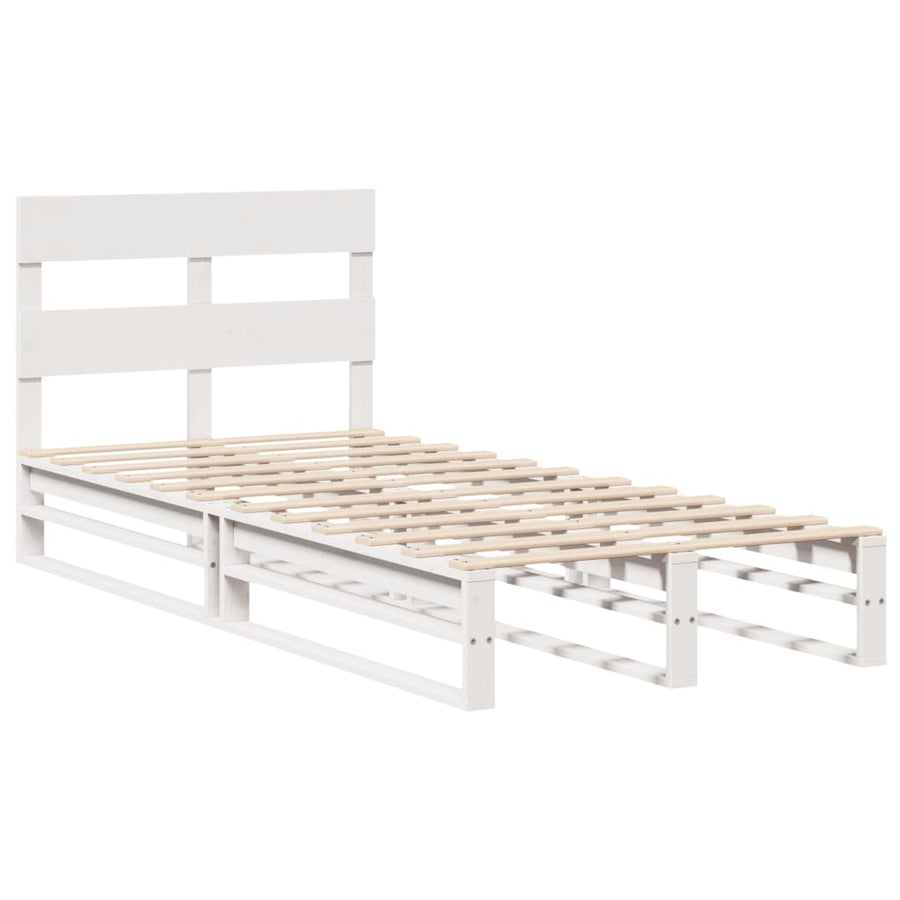 Bedframe zonder matras massief grenenhout wit 90x190 cm