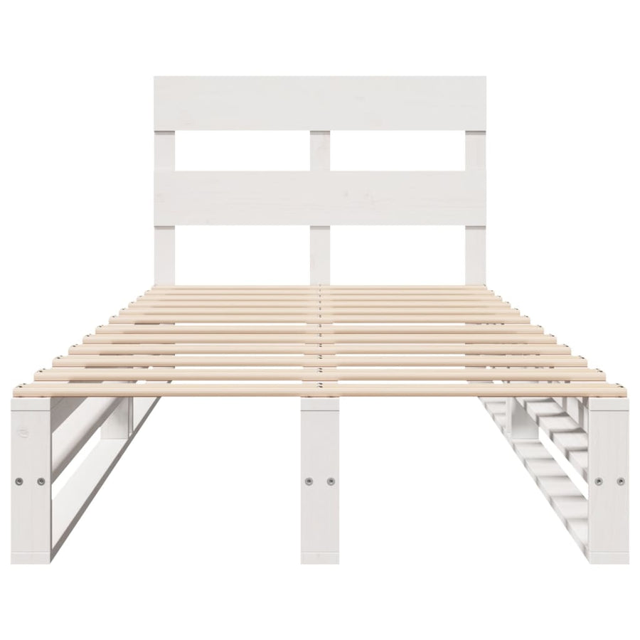 Bedframe zonder matras massief grenenhout wit 90x190 cm