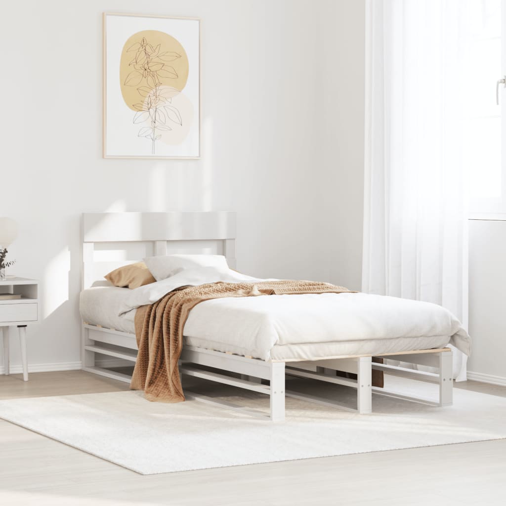Bedframe zonder matras massief grenenhout wit 90x190 cm