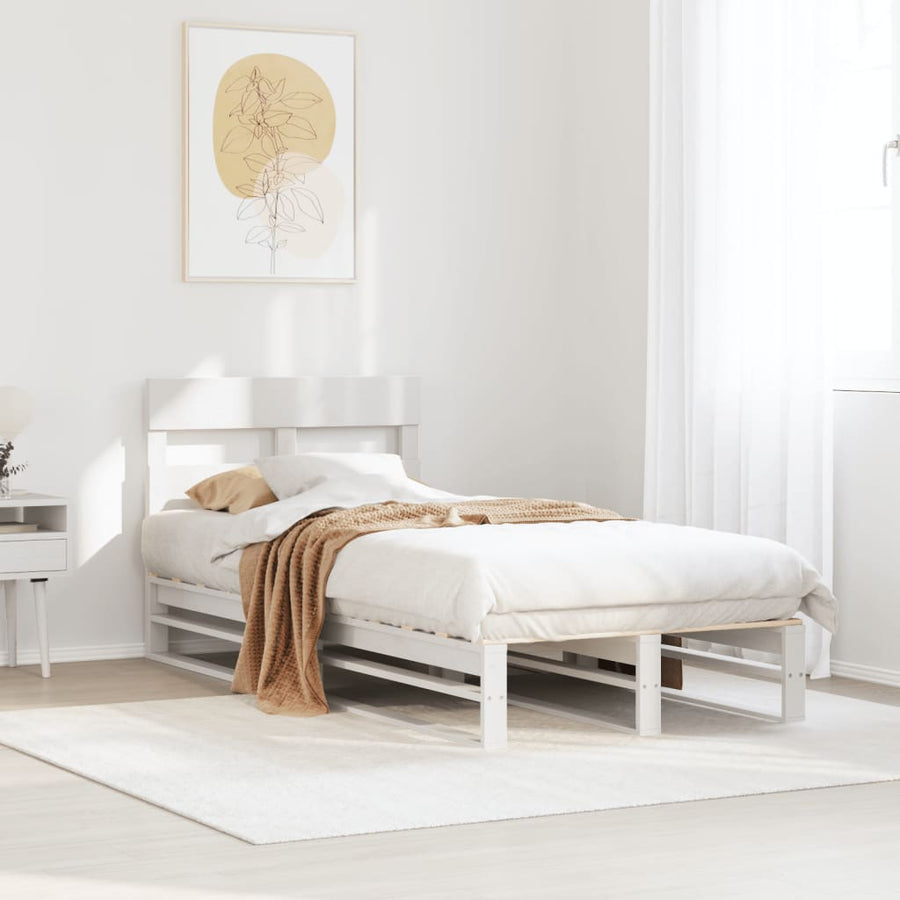 Bedframe zonder matras massief grenenhout wit 90x190 cm