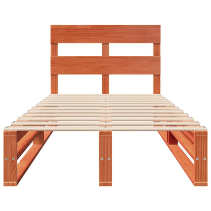 Bedframe zonder matras massief grenenhout wasbruin 90x190 cm