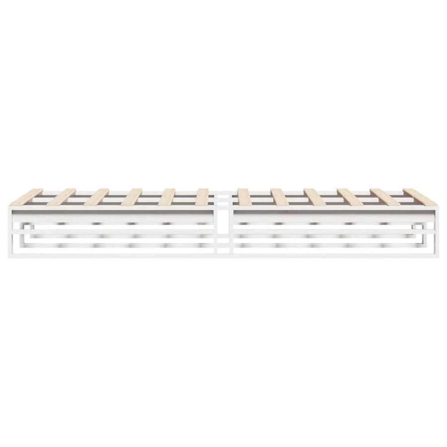 Bedframe massief grenenhout wit 90x200 cm